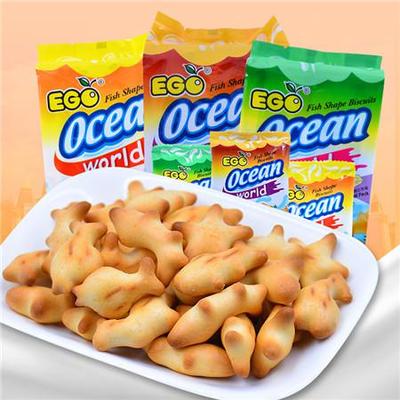 马来西亚进口饼干EGO小鱼儿图形饼干140g*2儿童 零食小吃膨化食品卡通咸甜味休闲食品